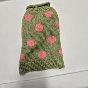 Charming Green Dog Sweater with Pink Polka Dots. XS.